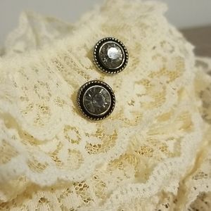💎3/$12 Rhinestone black and silver stud earrings